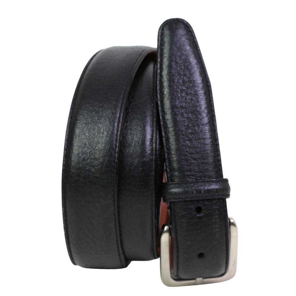 CLASSIC BLACK GENUINE LEATHER 1 1/8"Wd CASUAL DRESS MEN'S BELT Sz 50/125 (*35